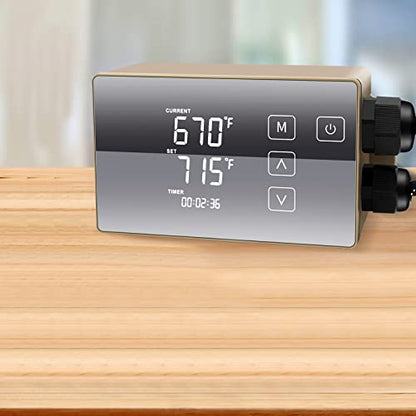 Digital Temperature Controller with LCD Display, Easy to Use, Golden, 110V