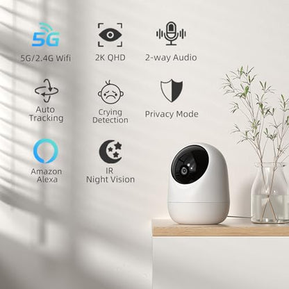 Rraycom 4Pack Indoor Wired Security Camera, Baby & Pet Monitor,2.5K Video | Motion Detection & Tracking, 24/7 Live View, Human/Motion/Sound Detection,2-Way Talk, Night Vision, Works/Alexa,SD/Cloud - size: 4Pack