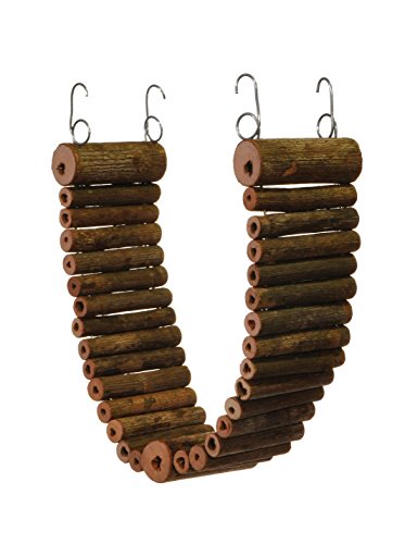 Prevue Pet Products Natural Wonder Walk Ladder - Small Hanging Wooden & Wire Activity Ladder Toy for Small Birds, Gerbils, Hamsters & Mice, Bendable Cage Accessories for Enrichment & Foot Exercise - size: Small