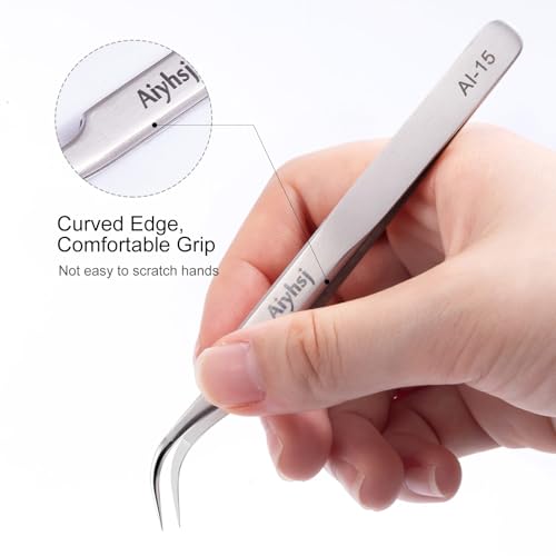 Precision Tweezer, Upgraded Fine Tip curved, High-end Stainless Steel | Tweezers for Craft, Electronics, Soldering, Eyelash Extensions, Laboratory Work, Jewelry-Making - style: Fine Tip Curved (4.72in)
