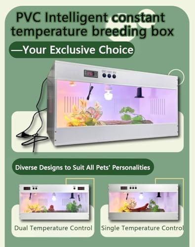 60 * 40CM Smart Dual Thermostat Reptile Terrarium, Acrylic Sliding Door Reptile Enclosure with Ceramic Lamp Socket for Heating Light Control, Ideal Breeding Habitat with Safe Heating System - size: 60*40*40CM / 23.6*15.7*15.7 IN
