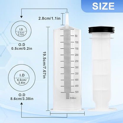500ml Large Syringes, Individually Sterile Sealed Plastic Syringe for Liquid, Scientific Labs, Measurement, Pet Feeding ,Ink Refilling ,Oil or Glue Applicator(1 Pack) - style: 500ml