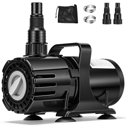VIVOHOME 100W Pond Pump, 700-1800GPH Adjustable Flow Submersible Water Pump | Stepless Flow Control, 14ft Max Lift, 180° Seamless Adjustable Nozzle, Barrier Pump Bag, 20ft Power Cord - size: 700-1800GPH