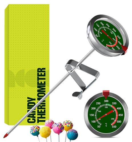 CRAFT911 Candy Thermometer with Pot Clip - Deep Fry Oil Thermometer for Frying and Candle Making (Green) - color: Green