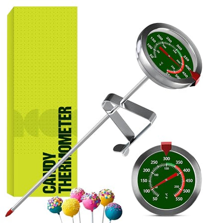 CRAFT911 Candy Thermometer with Pot Clip - Deep Fry Oil Thermometer for Frying and Candle Making (Green) - color: Green