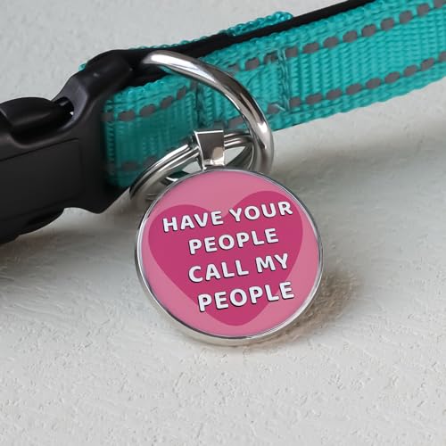 MYLUCKYTAG QR Code Pet ID | Personalized Dog & Cat Collar Tag | Online Profile with Instant Scanned Location Alert Email - style: Have your people-Pink