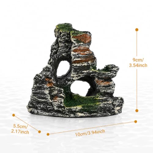 Resin Moss Rock Cave, Realistic Aquarium Decor for Betta Fish, Shrimp & Reptiles, Natural-Looking Hiding Shelter, Safe Durable Resin Landscape Accessory for Freshwater & Saltwater Tanks
