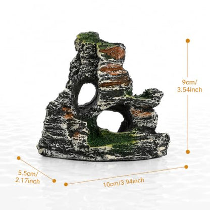 Resin Moss Rock Cave, Realistic Aquarium Decor for Betta Fish, Shrimp & Reptiles, Natural-Looking Hiding Shelter, Safe Durable Resin Landscape Accessory for Freshwater & Saltwater Tanks