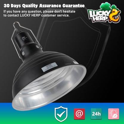 LUCKY HERP Reptile Light Fixture 8.1inch- Lightweight Aluminum Reflector Dome Reptile Light Fixture, Reptile Heat Lamp Fixture for UVB Light Bulb Basking Bulb Heat Bulb - size: 8.1 Inch