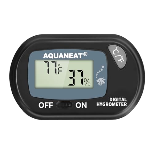 AQUANEAT Reptile Thermometer Hygrometer Digital Display Temperature and Humidity Moniter for Reptiles Rearing Box with Suction Cup - size: 1 Pack