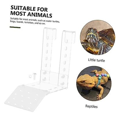 GALPADA 1set Acrylic Turtle Basking Platform Climbing Ledge for Aquatic Turtles Frogs and Lizards Removable Design for Easy Installation Fish Tanks and Tortoise Habitats - size: 15.5X15X9CM