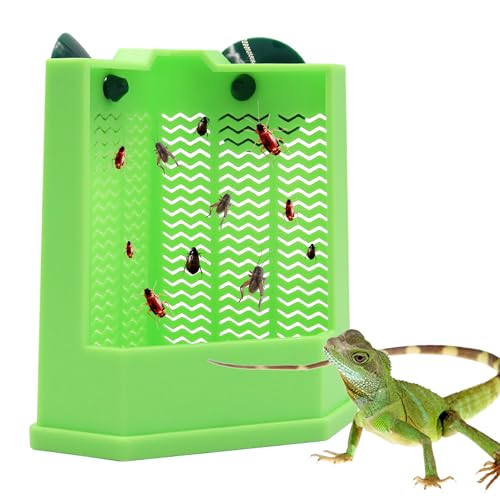 Chameleon Feeder with Suction Cups, Green Bearded Dragon Food Bowl | Wall Mount Insect Feeding Box for Reptile, Corner Hunting Bowl for Frogs Geckos, Tank Accessories
