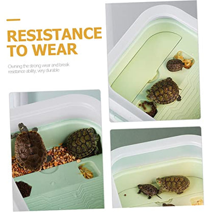 Abaodam Turtle Tank with Basking Platform Dual Use Turtle Habitat Escape-Proof Design with Drainage System