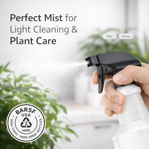 Bar5F 24 oz Spray Bottle Fine Mist and Spray- BPA-Free, Multipurpose | B5F Bottle System, Perfect for Light Cleaning, Gardening, Hydrogen Peroxide, Rubbing Alcohol, Leak-Proof, USA - style: Black (2-Pack) 24-Ounce