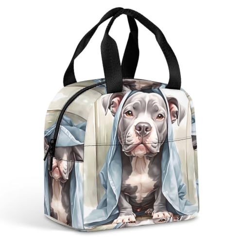 Funny Pit Bull Dog Lunch Bag for Women Men | Insulated Lunch Box Leakproof Food Meal Containers Reusable Foldable 6L Capacity Lunch Tote Bags for Work Picnic Travel - color: style-7