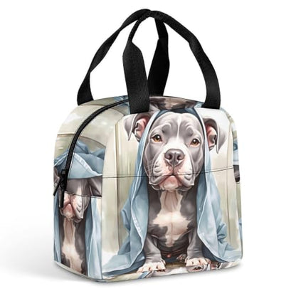 Funny Pit Bull Dog Lunch Bag for Women Men | Insulated Lunch Box Leakproof Food Meal Containers Reusable Foldable 6L Capacity Lunch Tote Bags for Work Picnic Travel - color: style-7