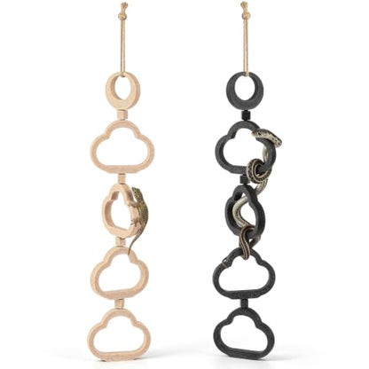 Novabright 2 Pcs Cloud Shaped Gecko Lizard Climbing Frame, Snake Climbing Rings with Hemp Rope for Hanging, Suitable for Geckos, Lizards, Spiders, and Other Small Reptile Enclosures