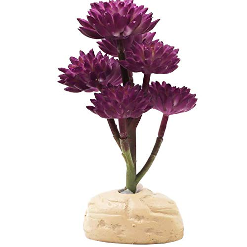 Reptile Plants Terrarium Decor,Reptile Tank Decorations | Artificial Plants for Reptile Enclosure,Habitat Decor with Base for Bearded Dragon Gecko Snake-Purple - color: Purple