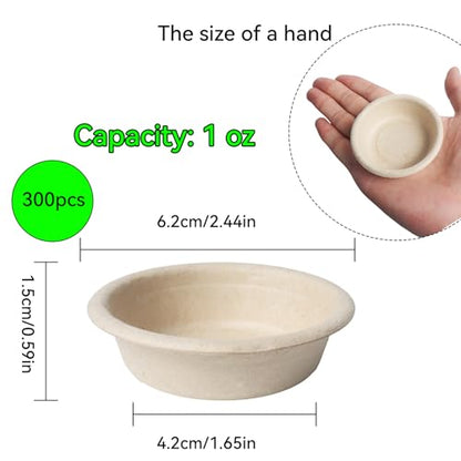 Klmnop 300 Pack 1oz Paper Gecko Food Cups, Reptile Feeding Dish, Food Bowl Ledge Accessories for Crested Gecko Reptiles Pets(Natural)