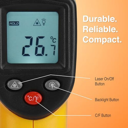 Digital Infrared Thermometer Gun for Reptiles with Red Dot Pointer - IR Temperature Gun for Basking Surface Measurement