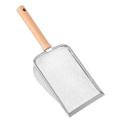 Metal Cat Litter Scoop Wooden Handle for Easy Cleaning of Reptile Waste for Tortoises Lizards and Pets Construction