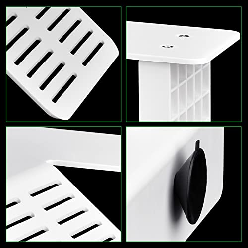 WEAVERBIRD Turtle Basking Platform, Double Decker Reptile Habitat | White Turtle Tank Platform Aquarium Animal Sink Wharf, Climbing Shelf Turtle Tank Dock Floating Decor, Floating Turtle Dock