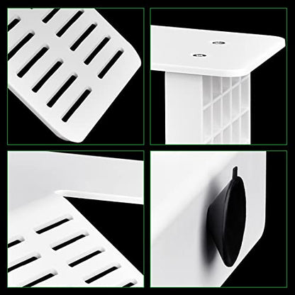 WEAVERBIRD Turtle Basking Platform, Double Decker Reptile Habitat | White Turtle Tank Platform Aquarium Animal Sink Wharf, Climbing Shelf Turtle Tank Dock Floating Decor, Floating Turtle Dock