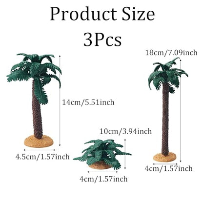3Pcs Mini Palm Tree Decor, Artificial Miniature Coconut Trees for DIY Crafts, Bonsai, Micro Landscape, Fairy Garden, Model Train, Sandbox, Tropical Party Decoration - size: Palm Tree Decor