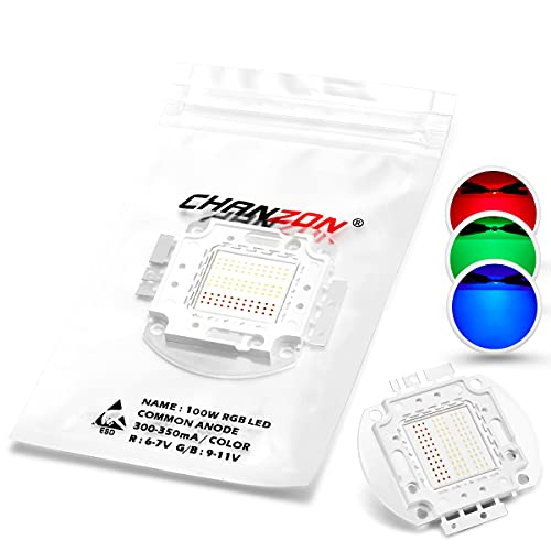 CHANZON High Power Led Chip 100W RGB Common Anode | (600mA - 700mA for Each Color) Multicolor Super Bright Intensity SMD COB Light Emitter Component Diode Bulb Bead DIY Lighting - color: Q) Rgb