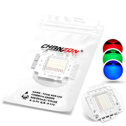 CHANZON High Power Led Chip 100W RGB Common Anode | (600mA - 700mA for Each Color) Multicolor Super Bright Intensity SMD COB Light Emitter Component Diode Bulb Bead DIY Lighting - color: Q) Rgb