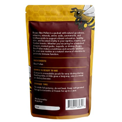 BugzyBugs Bee Pollen All-Natural Nutrient-Rich Supplement for Bearded Dragons, Reptiles, Isopods & Amphibians Mineral & Vitamin Booster