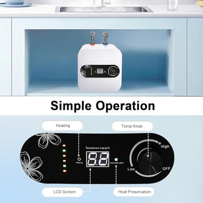Small Tank Water Heater Electric, 2 Gallon Mini Under Sink Water Heater, 110V Tankless Water Heater Electric, 1500W Point of Use RV Water Heater for Rv Trailer Bathroom Cupboard (Top Water Outlet) - style: Top Water Outlet