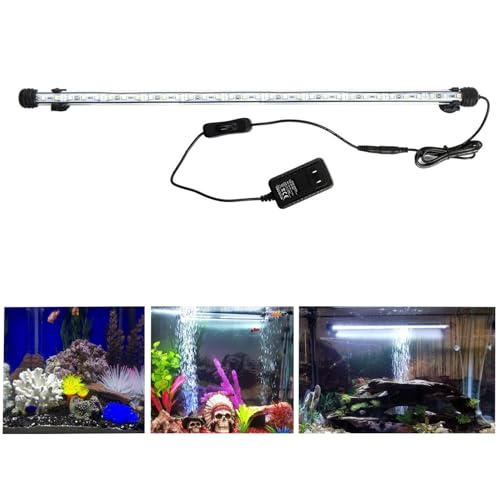 23 inches LED Aquarium Light, 12W Fish Tank Light Underwater Light Submersible Crystal Glass Lights, 9.2ft/2.8m Long Wire Length, White - size: 23 inch