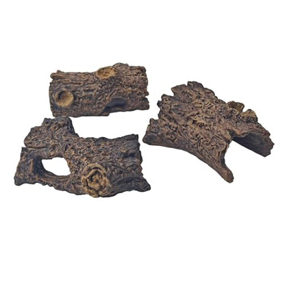 3Pcs Miniature Reptile Climbing Cork Bark Log, Natural Hollow Hideout for Lizard, Snake, Gecko, Bearded Dragon, Aquarium Terrarium Decor, Amphibian Habitat, Fish Tank Cave, Basking Platform - size: Tree stump