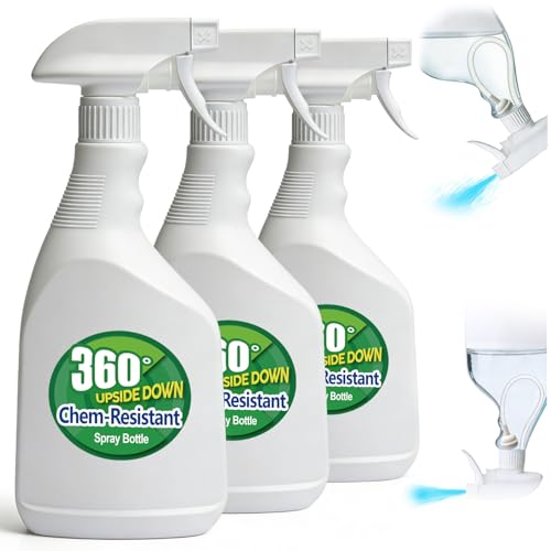 T4U Spray Bottles for Cleaning 24 oz 3 Pack, Heavy Duty Sprayers | Chemical-resistant empty bottles with mist or stream nozzle for plants, household cleaning, auto care and garden use - size: 24 OZ, 3 Pack