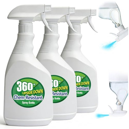 T4U Spray Bottles for Cleaning 24 oz 3 Pack, Heavy Duty Sprayers | Chemical-resistant empty bottles with mist or stream nozzle for plants, household cleaning, auto care and garden use - size: 24 OZ, 3 Pack