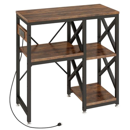 METYERRY 20-29-37 Gallon Fish Tank Stand with Power Outlet,Adjustable Shelf | 3 Tier Storage,400 LBS Heavy Duty Steel Frame, Fits Fish Reptile and Turtle Tanks, Stable Home Aquarium Setup - color: Rustic Brown, size: 20-29-37gallon