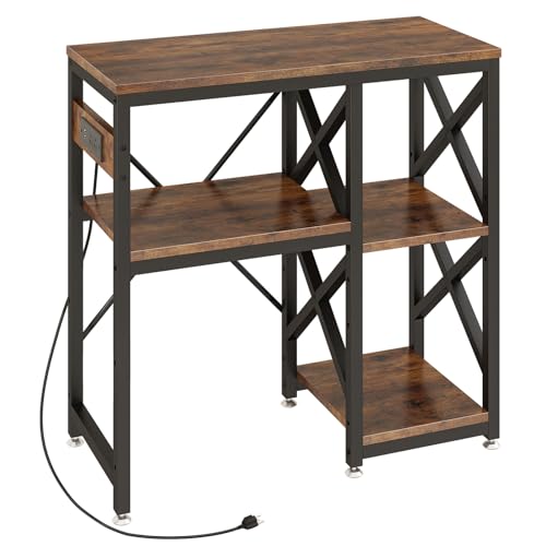 METYERRY 20-29-37 Gallon Fish Tank Stand with Power Outlet,Adjustable Shelf | 3 Tier Storage,400 LBS Heavy Duty Steel Frame, Fits Fish Reptile and Turtle Tanks, Stable Home Aquarium Setup - color: Rustic Brown, size: 20-29-37gallon