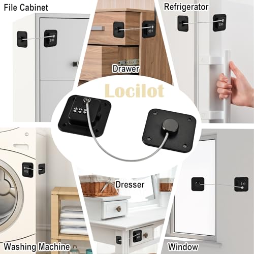 3 Pack Fridge Lock for Kids, Traceless Refrigerator Lock for Adults | Child Proof Cabinet Locks Baby Proofing, Drawer Freezer Locks for Fridge Refrigerator (Black)