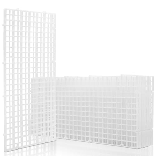 LINLAN 8 Pieces 5.9x11.8in (15X30cm) Aquarium Grid Plastic, Fish Tank Divider, Egg Crate for DIY Filtration and Bottom Protection in Aquascaping(White-No Accessories) - size: S 8Pcs
