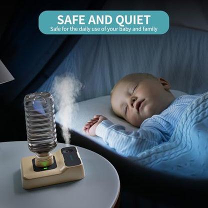 Travel Humidifier, Portable Small Humidifier for Plants, Bedroom, Office, Hotel or Car, Battery Operated Mini Cool Mist Humidifiers, Quiet 23dB, Auto-off, Night Light & BPA-Free, Khaki - color: Khaki