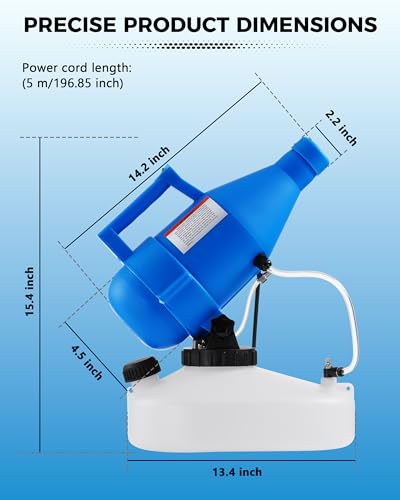 4.5L Electric Fogger Machine, 1400W Portable Sprayer with 30ft Spray Distance & Adjustable Nozzle for Applying Cleaning Solutions in Home, Hotel, School, Yard and Large Indoor Outdoor Rooms