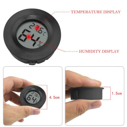 SECFOU 7pcs Mini Digital Thermometer Hygrometer for Terrarium, Compact Portable Plastic Temperature and Humidity Gauge for Indoor Home Use