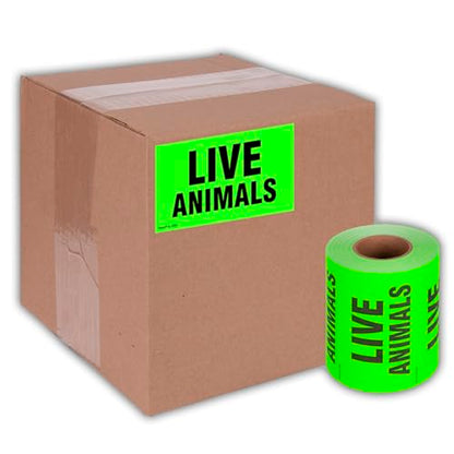 Kenco 3" X 5" Live Animals Fluorescent Shipping Label Stickers for Shipping and Packing - 500 Adhesive Labels Per Roll (5 Pack) - size: 5 PACK