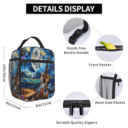 Moon Guitar Art Adult Insulated Lunch Bag, Portable Thermal Cooler Tote With Pockets, Durable Polyester Lunch Box With Handle For Work, Office, Travel - color: Style 5