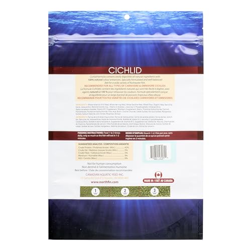 Northfin Cichlid Fish Food, Slow-Sinking Pellets, 2mm, 1kg | Cichlid Formula; slow-sinking pellets for carnivorous & omnivorous cichlids; whole Antarctic krill meal; crafted in Canada - size: Net Wt: 1kg, style: 2mm