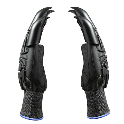 Garden Gloves with Claws Wild Field Work Gardening Yard Gloves Safe Glove for Planting, Digging, Collecting, Black