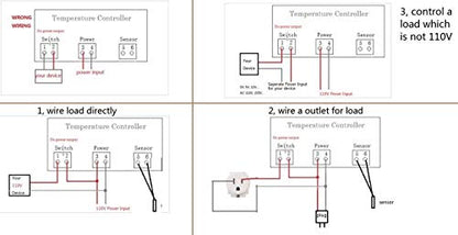 AC 110V Fahrenheit Digital Temperature Controller 10A | 1 Relay, with NTC 10K Sensor Probe
