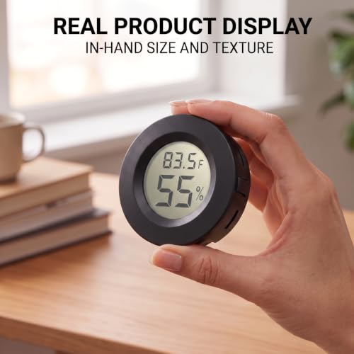 Weewooday 20 Pcs Mini Hygrometer Thermometer Digital LCD Monitor Indoor/Outdoor Room Humidity Meter Temperature Gauge for Greenhouse Garden Reptile Incubator Cellar ℉/℃ (Black) - size: Black