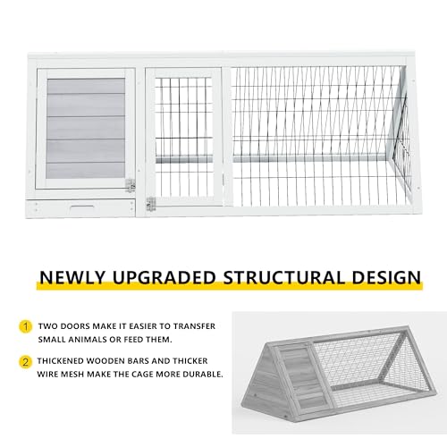 Tortoise Habitat Playpen Large Turtle Enclosure House Indoor Outdoor | Wooden Triangle Reptile Lounge, Ventilating Wire Fence, Fits Small Animals - color: White1